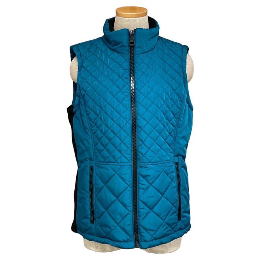 Andrew Marc Quilted Puffer Vest Blue Size Medium M